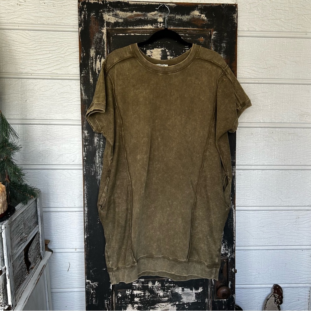 Zenana Olive Green Short Sleeve T-Shirt Dress